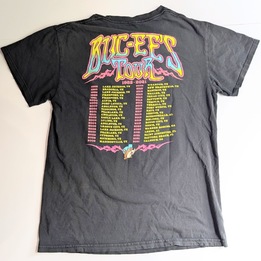 Buc-ee's Tour Graphic T-Shirt Mens Small Black Short Sleeve Texas Beaver Mascot - Picture 2 of 6